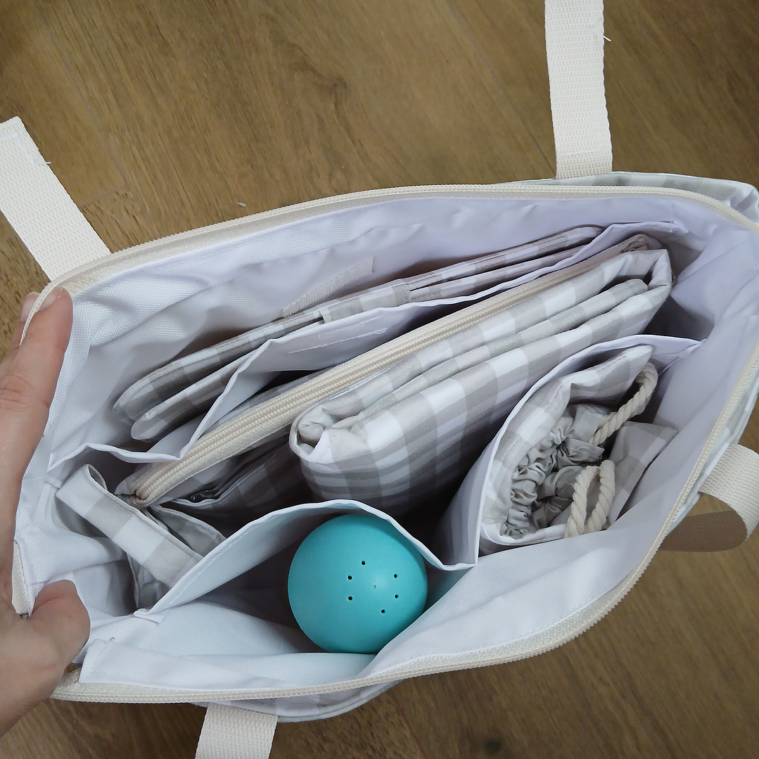 Bolso para Carro Bebé tipo Panera Vichy Azul  2