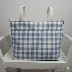 Bolso para Carro Bebé tipo Panera Vichy Azul 