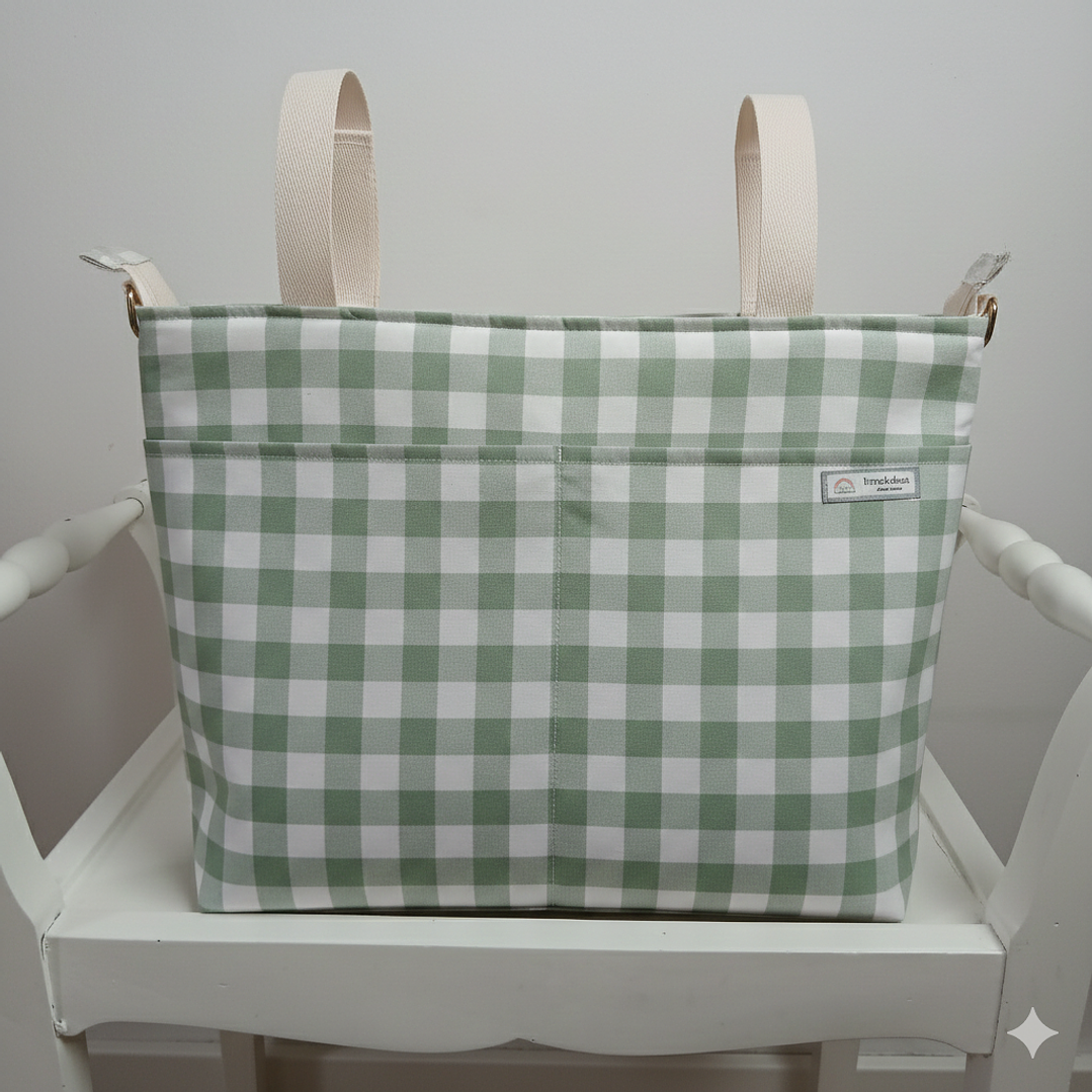 Bolso para Carro Bebé tipo Panera Vichy Verde 1