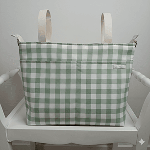 Bolso para Carro Bebé tipo Panera Vichy Verde