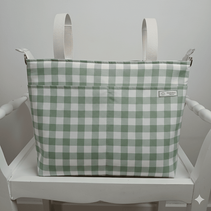 Bolso para Carro Bebé tipo Panera Vichy Verde 1