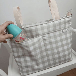 Bolso para Carro Bebé tipo Panera Vichy Beige apastelado