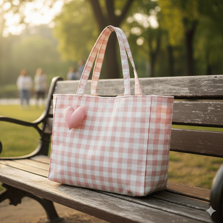 Bolso Shopper Vichy Rosa Pastel 4