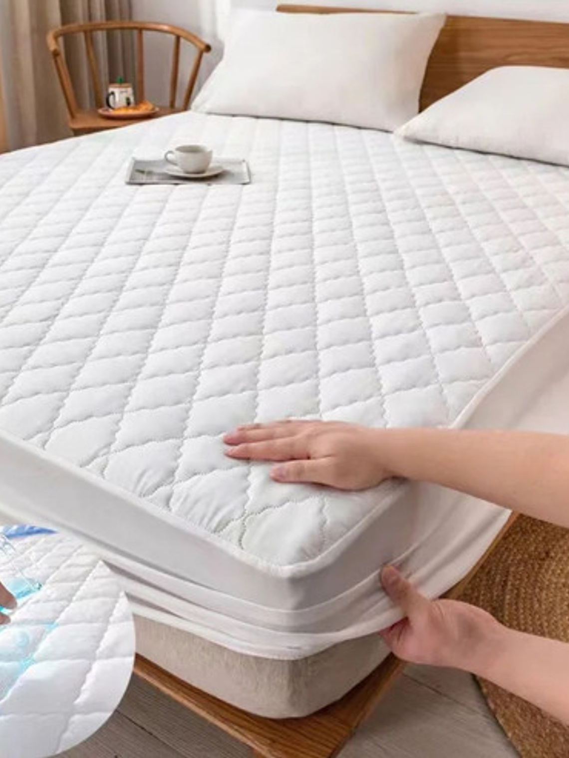 Cubre Colchón 100% Impermeable King + Fundas Almohadas 3