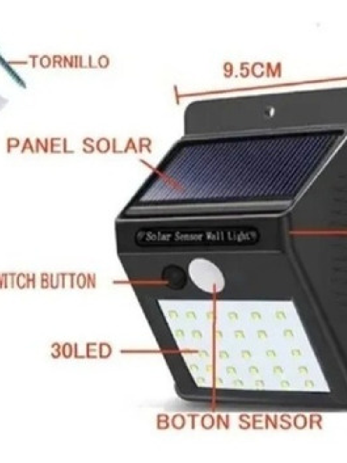 X5 Foco Solar 30 Led  Con Sensor Movimiento Exterior Luz Led 2