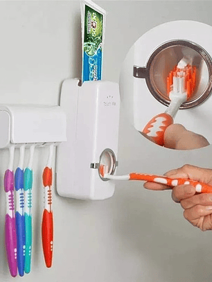 Dispensador Pasta Crema Dental Con Organizador De Cepillos