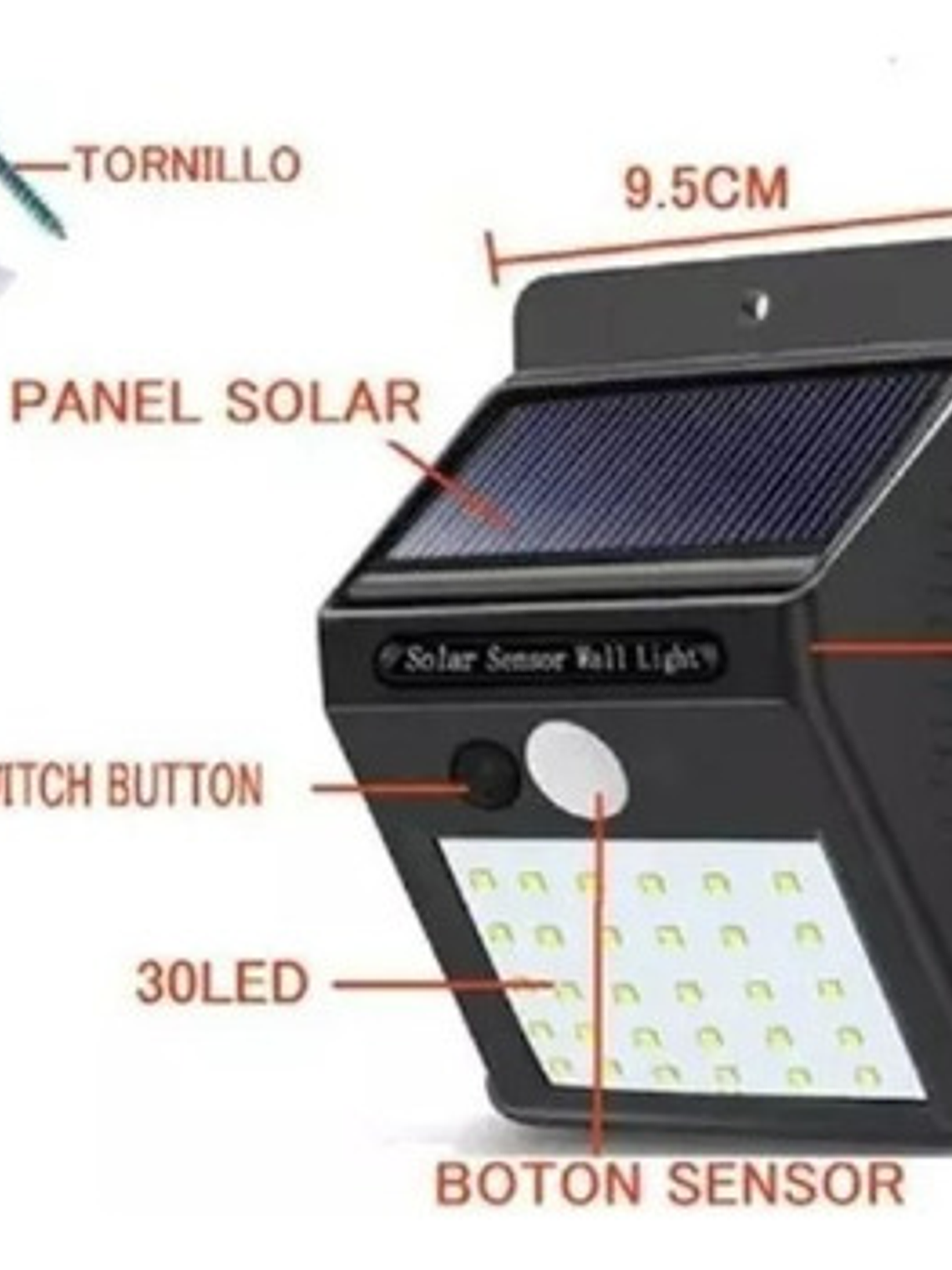  Foco Solar 30 Led Exterior Luz Led Con Sensor 1