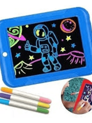 Bloc Pizarra De Dibujo Mágico Luz Led + Plumones. Niños