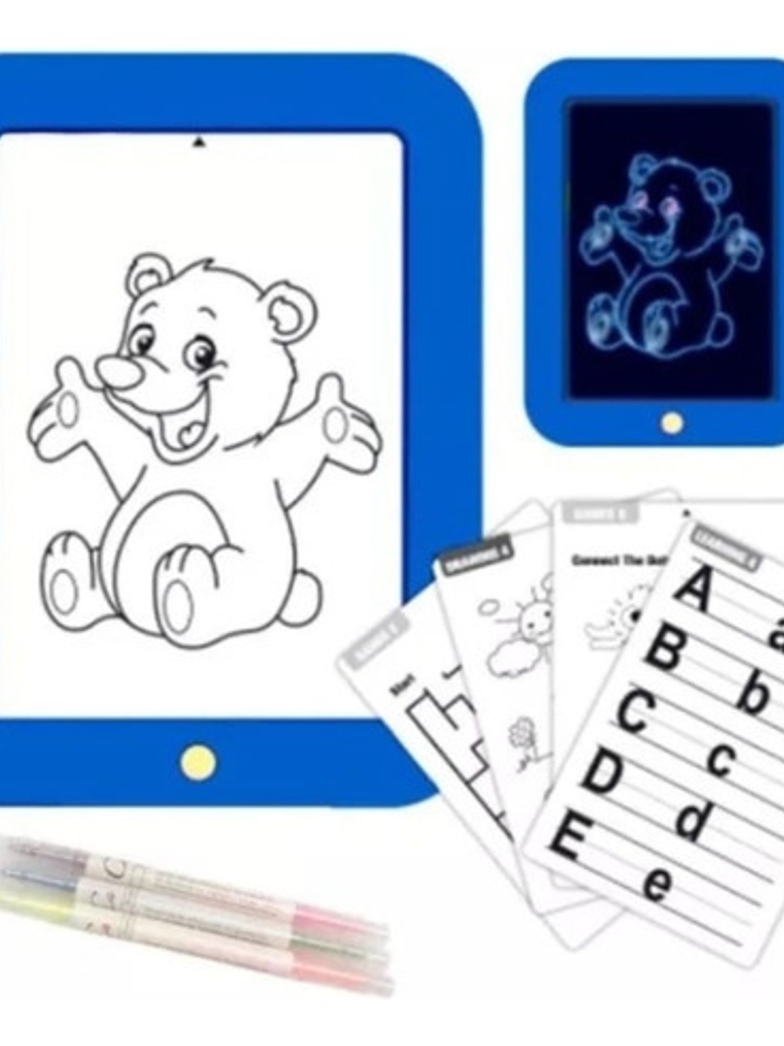 Bloc Pizarra De Dibujo Mágico Luz Led + Plumones. Niños 2