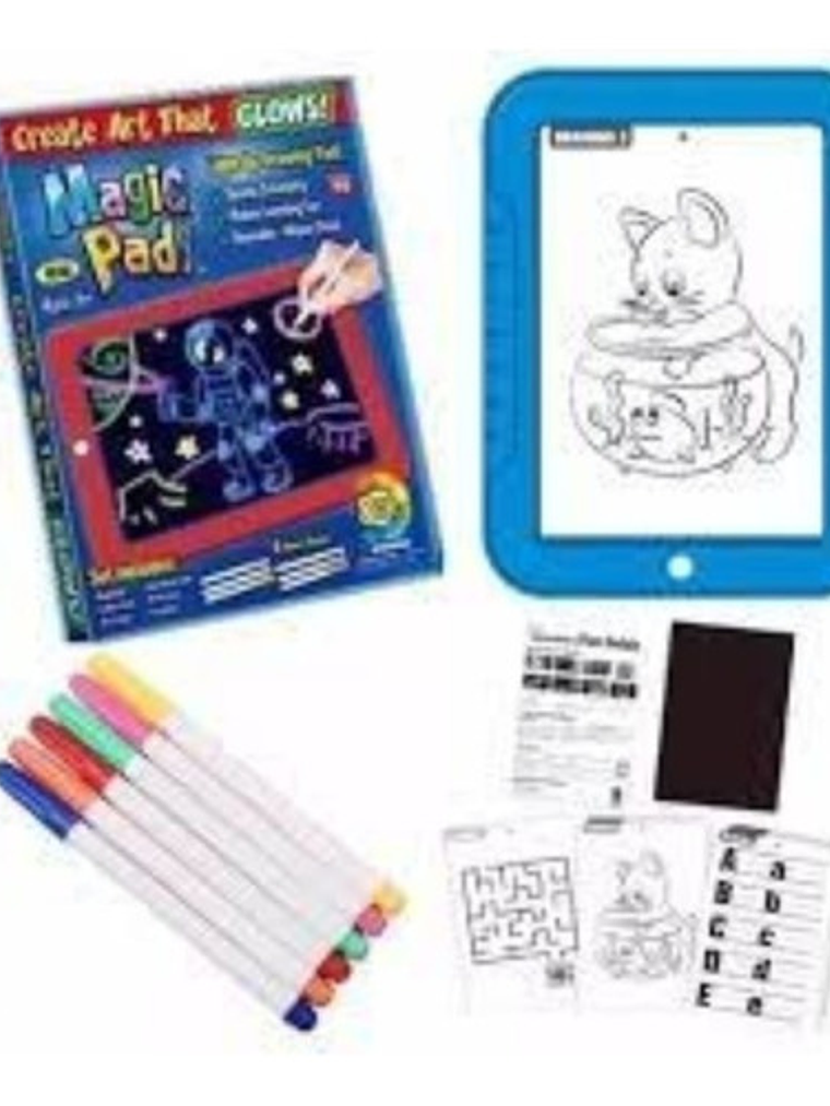 Bloc Pizarra De Dibujo Mágico Luz Led + Plumones. Niños 3