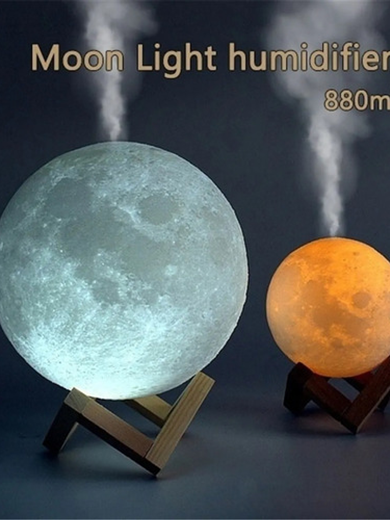 Humidificador Difusor Aromaterapia Lámpara Luna 3color 880ml 3