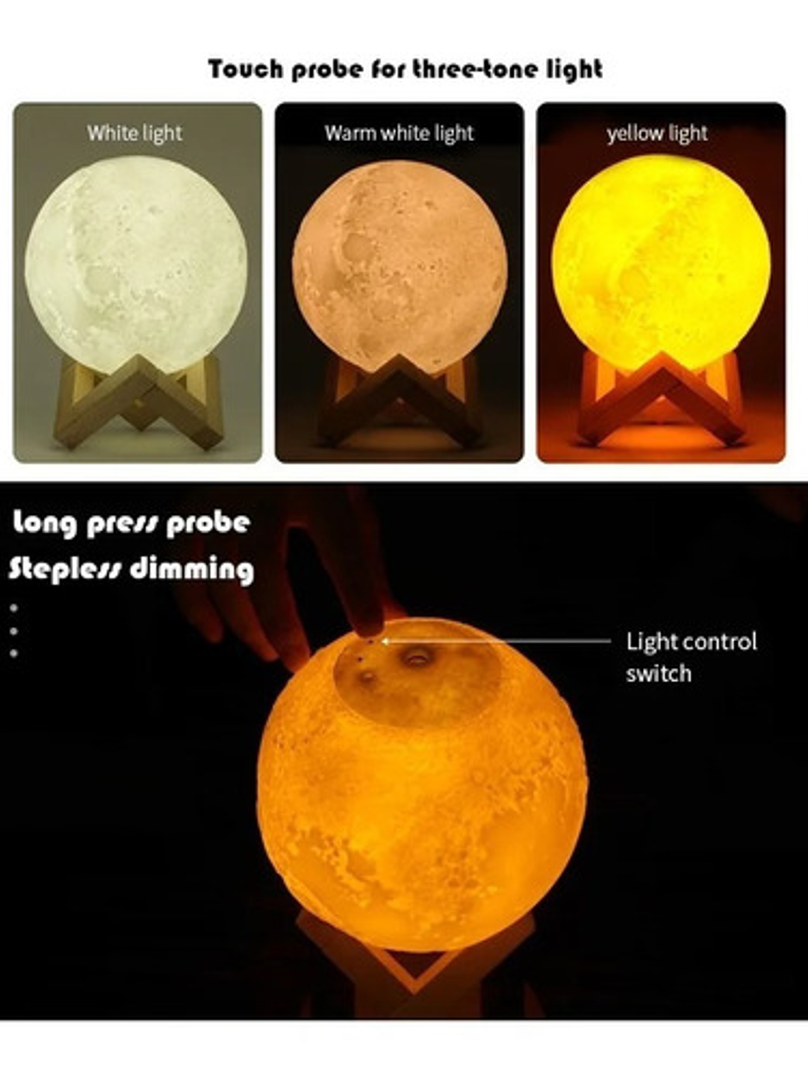 Humidificador Difusor Aromaterapia Lámpara Luna 3color 880ml 4