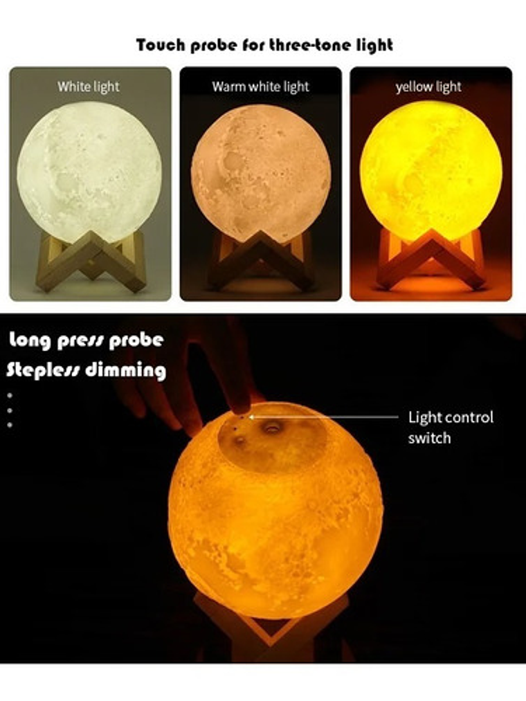 Humidificador Difusor Aromaterapia Lámpara Luna 3color 880ml 4