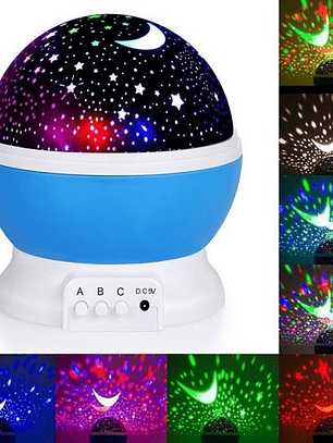 Lampara Rotatoria Proyector Cielo Estrellas Noche Dormir AZUL