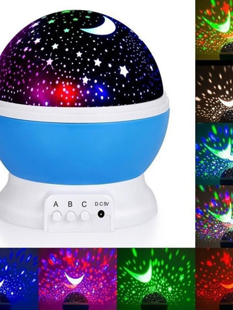 Lampara Rotatoria Proyector Cielo Estrellas Noche Dormir AZUL 2