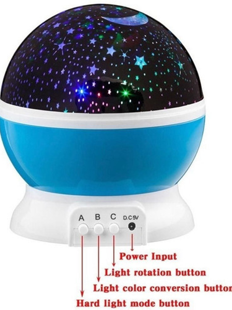Lampara Rotatoria Proyector Cielo Estrellas Noche Dormir AZUL 4
