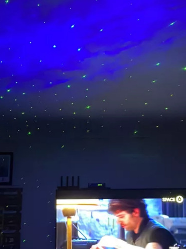 Lampara Mesa Astronauta Proyector Estrellas Galaxia Universo Estructura Blanco 9