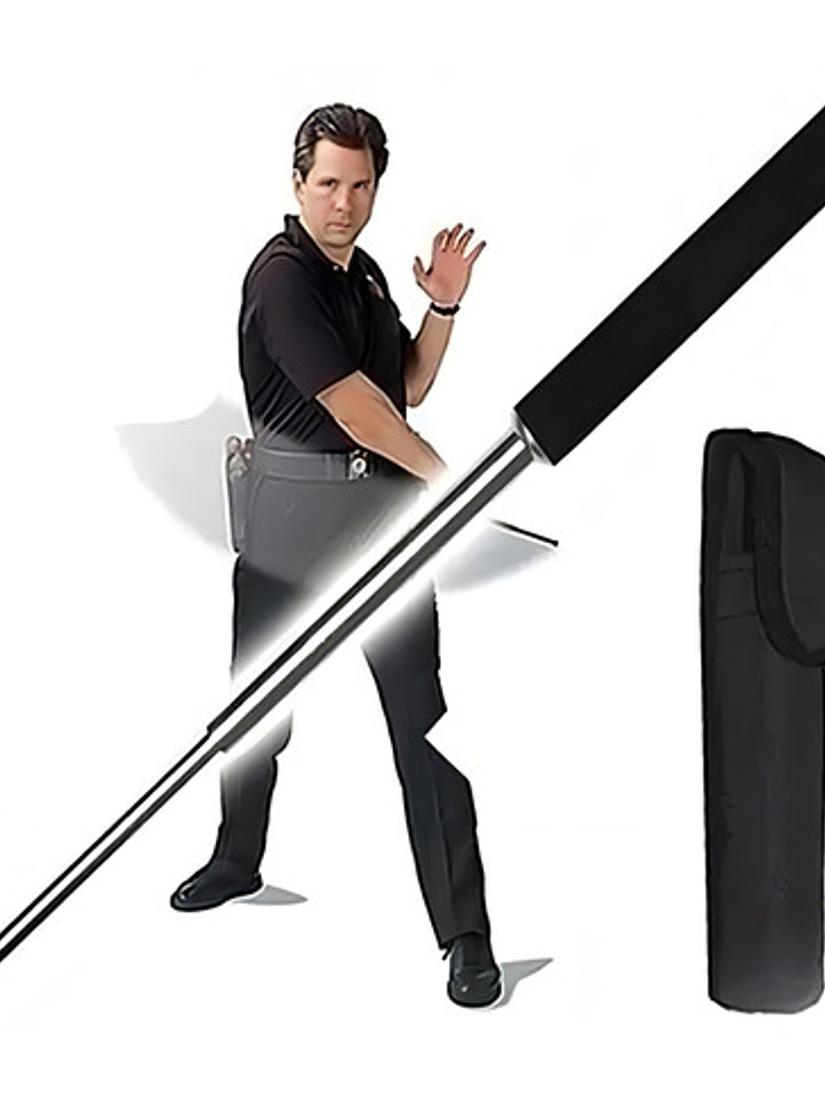 Bastón Luma Metálica Retráctil 3 Cuerpos Defensa Seguridad 64cm 1