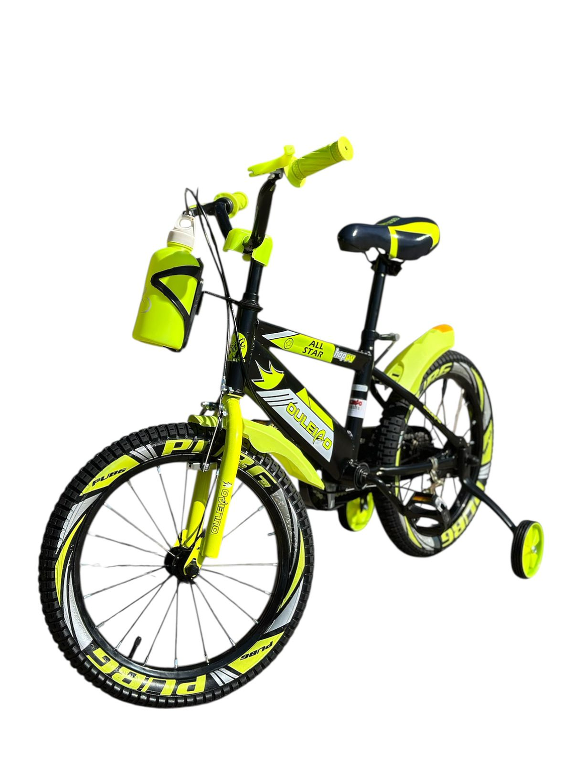 Bicicleta Aro 16 para niños color amarillo neón  2