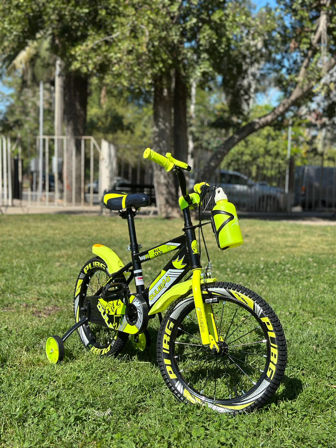 Bicicleta Aro 16 para niños color amarillo neón  1