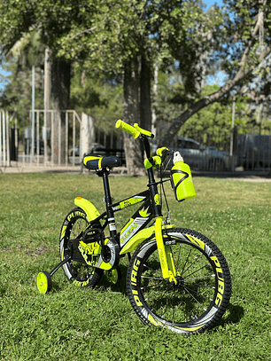 Bicicleta Aro 16 para niños color amarillo neón 