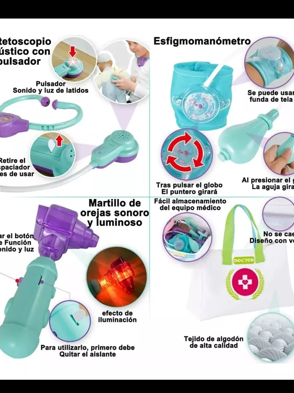 Set Juguetes Medico Doctor Niños Infantil Con Luz Y Sonido 5