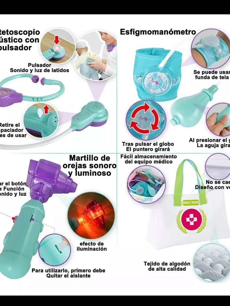 Set Juguetes Medico Doctor Niños Infantil Con Luz Y Sonido 5
