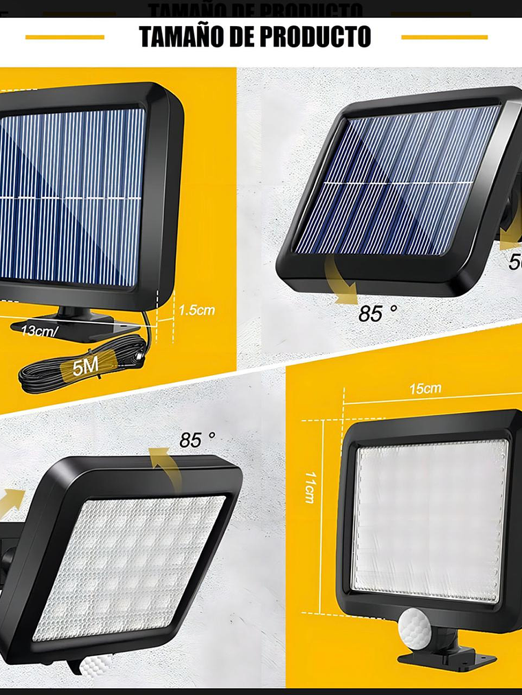 FOCO SOLAR CON SENSOR DE MOVIMIENTO 6cob 3