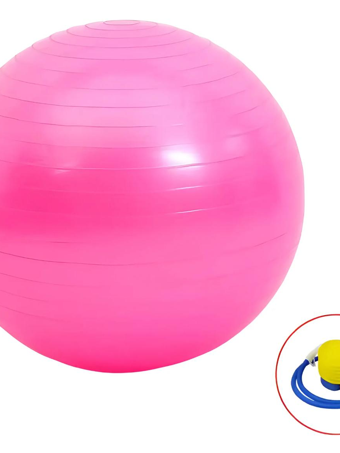 Pelota Balon 75 Cm Pilates Yoga + Inflador Pelotas - Rosa 1