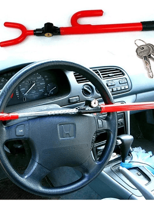 Traba Volante Antirrobo Auto + 2 Llaves rojo