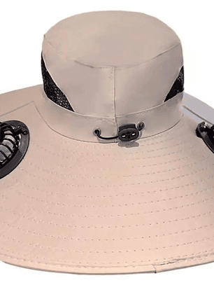 Sombrero de Protección Solar con Ventilador Solar + USB – ¡Comodidad y frescura al aire libre!, beige