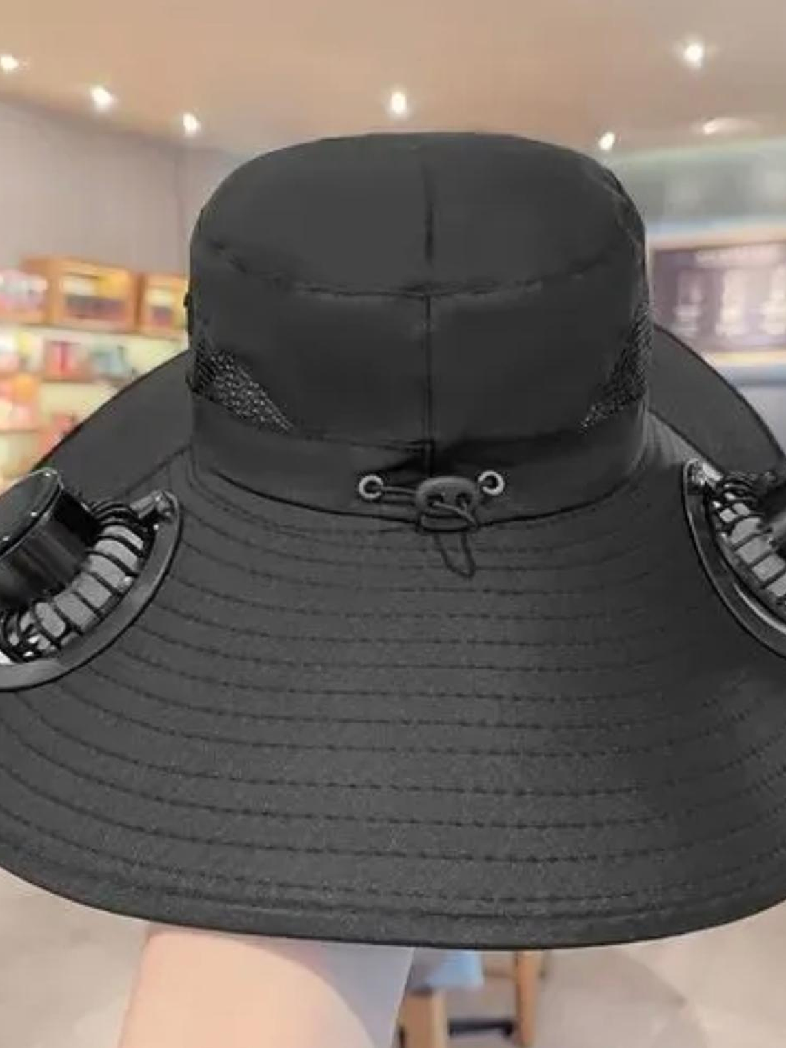 Sombrero de Protección Solar con Ventilador Solar + USB – ¡Comodidad y frescura al aire libre!Negro 2