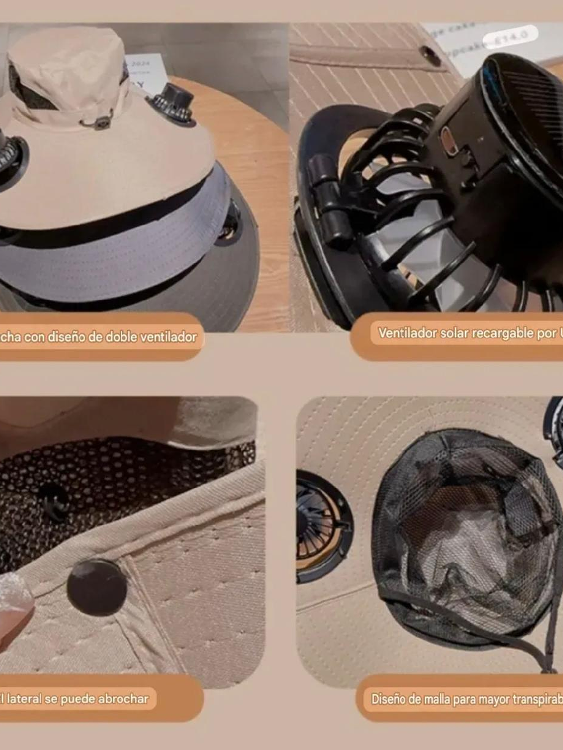 Sombrero de Protección Solar con Ventilador Solar + USB – ¡Comodidad y frescura al aire libre!Negro 3