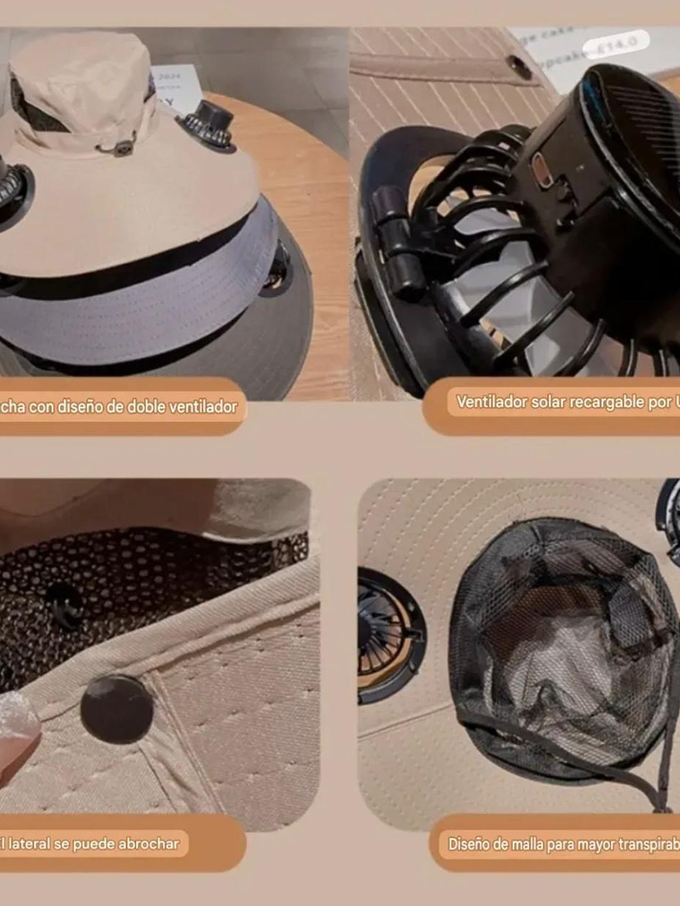 Sombrero de Protección Solar con Ventilador Solar + USB – ¡Comodidad y frescura al aire libre!Negro 3