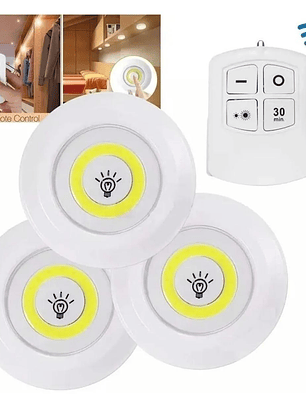 Set 3 Luces Led Con Control Remoto Inalámbricas - Blanco