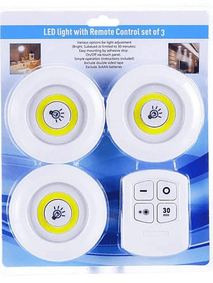 Set 3 Luces Led Con Control Remoto Inalámbricas - Blanco