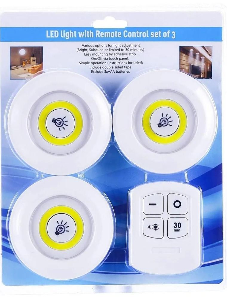 Set 3 Luces Led Con Control Remoto Inalámbricas - Blanco 2