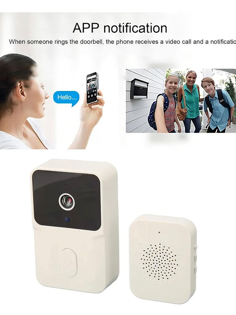 Citofono Timbre Camara Wifi Video Portero Inalámbrico Smart Color Blanco 4