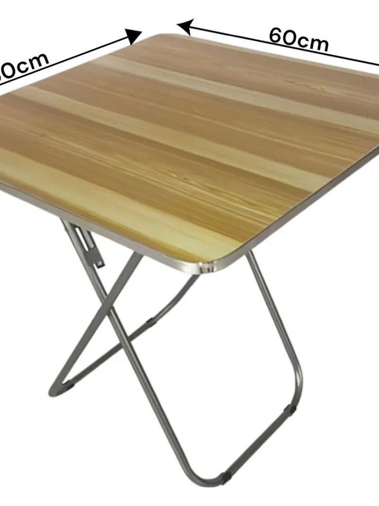 Mesa Plegable Homelyn En Acero Inoxidable Y Mdf Medidas 60x60cm Con Altura 70cm 4