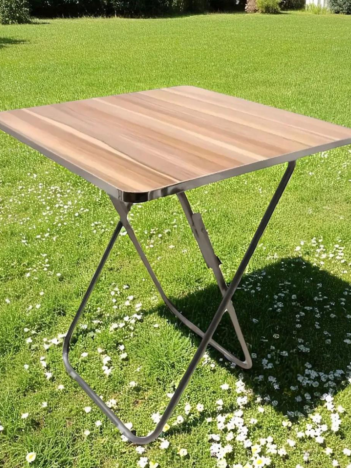 Mesa Plegable Homelyn En Acero Inoxidable Y Mdf Medidas 60x60cm Con Altura 70cm 6