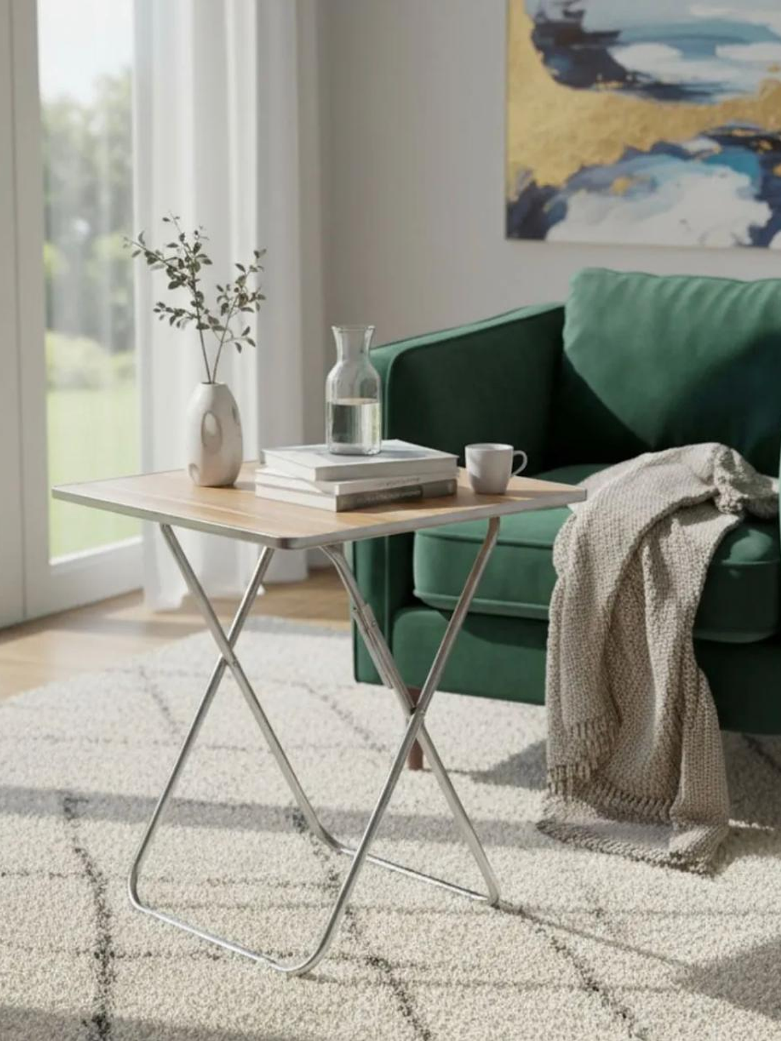 Mesa Plegable Homelyn En Acero Inoxidable Y Mdf Medidas 60x60cm Con Altura 70cm 8