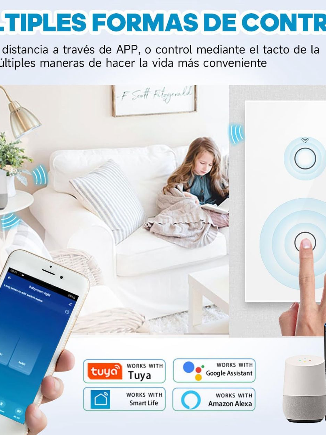 Interruptor Inteligente Wifi Blanco Sin Neutro  2