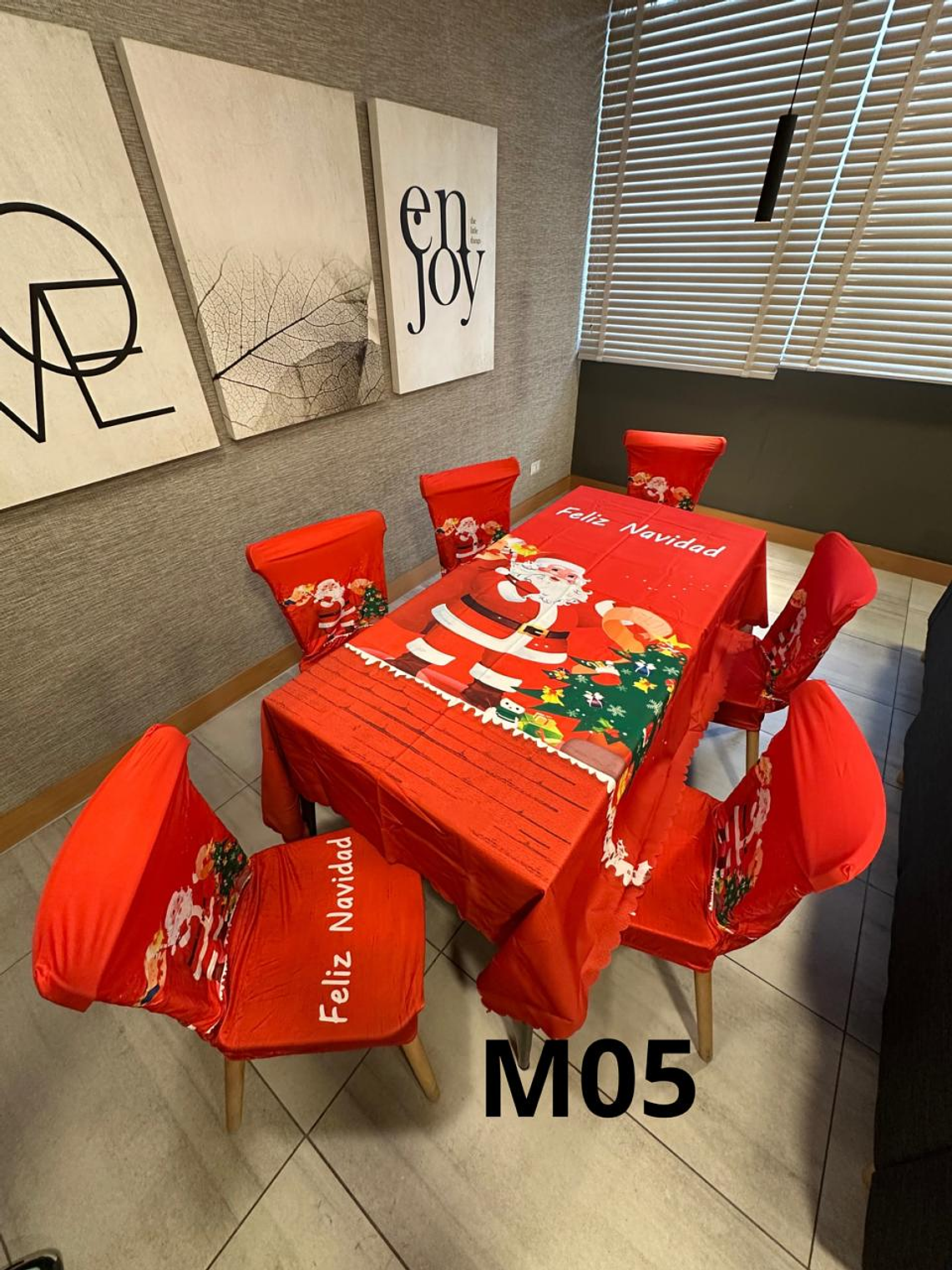 Set 7 Pcs - 6 Funda Para Silla Navidad + 1 Unidad Mantel. 4
