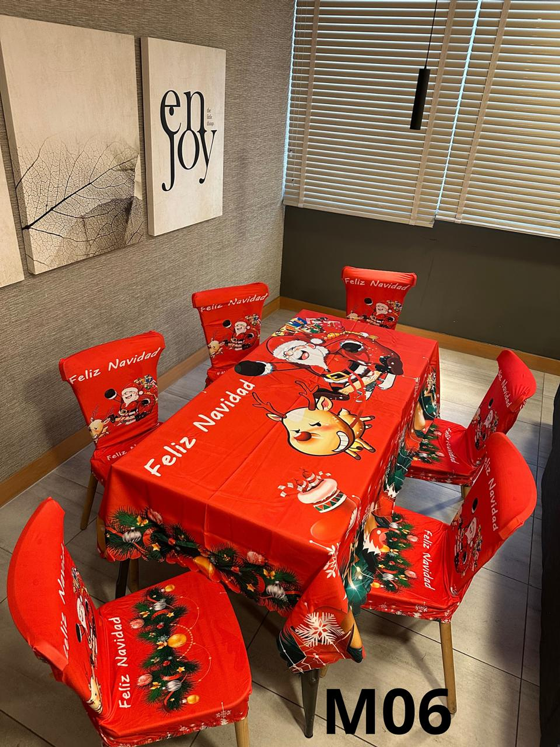 Set 7 Pcs - 6 Funda Para Silla Navidad + 1 Unidad Mantel. 5
