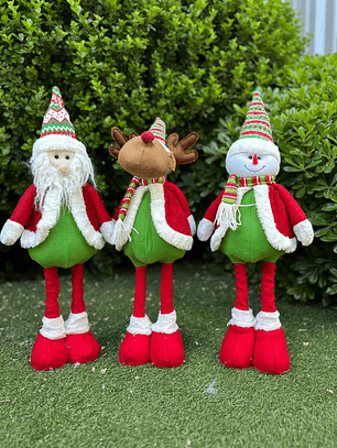 Pack 3 Muñecos Navideños Patas Largas Pascuero 65 Cm