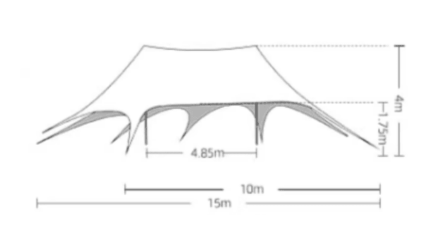 Carpa Toldo Estrella 10 x 15 metros – Altura 4 Mts. 4