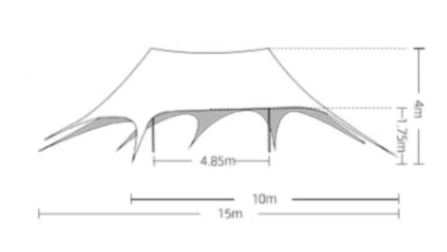 Carpa Toldo Estrella 10 x 15 metros – Altura 4 Mts. 4