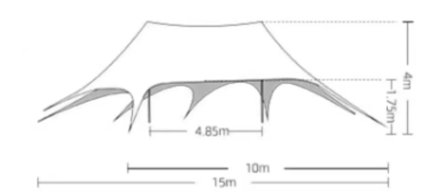 Carpa Toldo Estrella 10 x 15 metros – Altura 4 Mts. 4