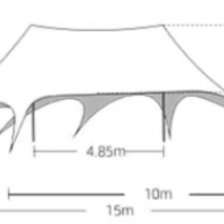 Carpa Toldo Estrella 10 x 15 metros – Altura 4 m | Gran Cobertura y Máxima Resistencia 3