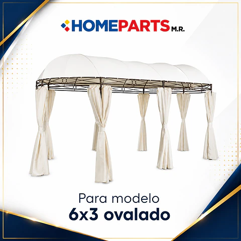 Repuesto Techo Tela Para Toldo Pérgola 6x3 Mts Oval Homeparts